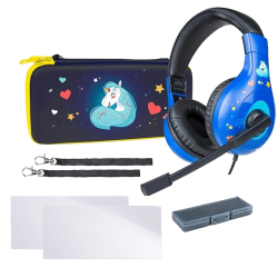 Pack bleu pour Nintendo Switch, incluant tous les accessoires essentiels pour améliorer l'expérience de jeu.